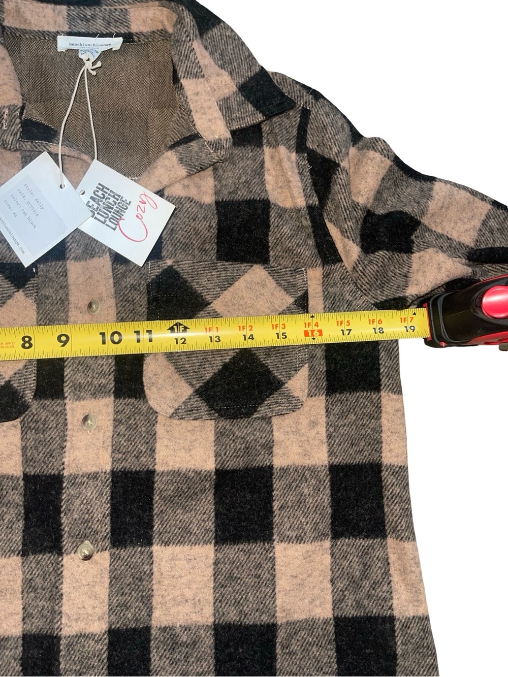 NWT Beach Lunch Lounge Cozy Plaid Flannel Shacket Top Pink Black size XS - Picture 6 of 7